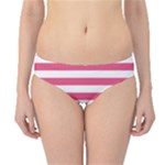 Horizontal Stripes - White and Dark Pink Hipster Bikini Bottoms