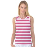 Horizontal Stripes - White and Dark Pink Women s Basketball Tank Top