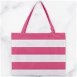 Horizontal Stripes - White and Dark Pink Mini Tote Bag