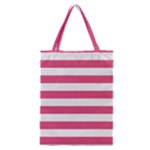 Horizontal Stripes - White and Dark Pink Classic Tote Bag