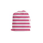 Horizontal Stripes - White and Dark Pink Drawstring Pouch (S)