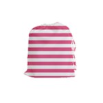 Horizontal Stripes - White and Dark Pink Drawstring Pouch (M)