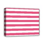 Horizontal Stripes - White and Dark Pink Deluxe Canvas 14  x 11  (Stretched)