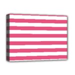 Horizontal Stripes - White and Dark Pink Deluxe Canvas 16  x 12  (Stretched)