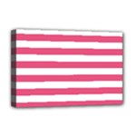 Horizontal Stripes - White and Dark Pink Deluxe Canvas 18  x 12  (Stretched)