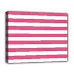 Horizontal Stripes - White and Dark Pink Deluxe Canvas 20  x 16  (Stretched)