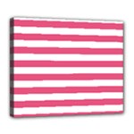 Horizontal Stripes - White and Dark Pink Deluxe Canvas 24  x 20  (Stretched)