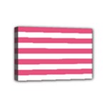 Horizontal Stripes - White and Dark Pink Mini Canvas 6  x 4  (Stretched)