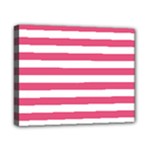 Horizontal Stripes - White and Dark Pink Canvas 10  x 8  (Stretched)