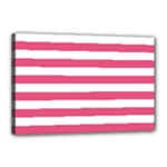 Horizontal Stripes - White and Dark Pink Canvas 18  x 12  (Stretched)