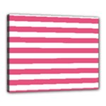 Horizontal Stripes - White and Dark Pink Canvas 20  x 16  (Stretched)