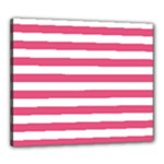 Horizontal Stripes - White and Dark Pink Canvas 24  x 20  (Stretched)