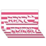 Horizontal Stripes - White and Dark Pink Best Friends 3D Greeting Card (8x4)