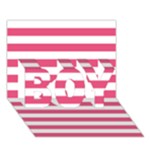 Horizontal Stripes - White and Dark Pink BOY 3D Greeting Card (7x5)