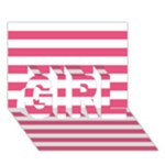 Horizontal Stripes - White and Dark Pink GIRL 3D Greeting Card (7x5)