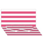 Horizontal Stripes - White and Dark Pink Twin Heart Bottom 3D Greeting Card (8x4)