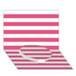 Horizontal Stripes - White and Dark Pink Circle Bottom 3D Greeting Card (7x5)
