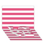 Horizontal Stripes - White and Dark Pink LOVE Bottom 3D Greeting Card (7x5)