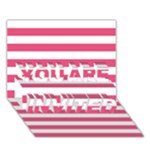 Horizontal Stripes - White and Dark Pink YOU ARE INVITED 3D Greeting Card (7x5)