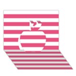 Horizontal Stripes - White and Dark Pink Apple 3D Greeting Card (7x5)