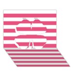 Horizontal Stripes - White and Dark Pink Clover 3D Greeting Card (7x5)