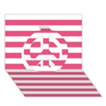Horizontal Stripes - White and Dark Pink Peace Sign 3D Greeting Card (7x5)