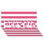 Horizontal Stripes - White and Dark Pink BEST SIS 3D Greeting Card (8x4)