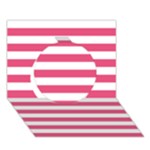 Horizontal Stripes - White and Dark Pink Circle 3D Greeting Card (7x5)