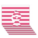 Horizontal Stripes - White and Dark Pink Ribbon 3D Greeting Card (7x5)
