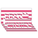 Horizontal Stripes - White and Dark Pink Best Wish 3D Greeting Card (8x4)