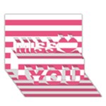 Horizontal Stripes - White and Dark Pink Miss You 3D Greeting Card (7x5)