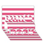 Horizontal Stripes - White and Dark Pink You Rock 3D Greeting Card (7x5)
