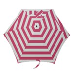 Horizontal Stripes - White and Dark Pink Mini Umbrella