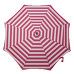 Horizontal Stripes - White and Dark Pink Hook Handle Umbrella (Small)