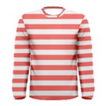 Horizontal Stripes - White and Pastel Red Men s Long Sleeve T-shirt