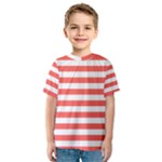 Horizontal Stripes - White and Pastel Red Kid s Sport Mesh Tee