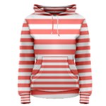 Horizontal Stripes - White and Pastel Red Women s Pullover Hoodie