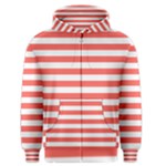 Horizontal Stripes - White and Pastel Red Men s Zipper Hoodie