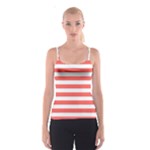 Horizontal Stripes - White and Pastel Red Spaghetti Strap Top