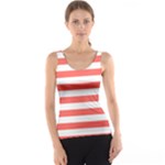 Horizontal Stripes - White and Pastel Red Tank Top