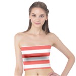 Horizontal Stripes - White and Pastel Red Tube Top