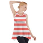 Horizontal Stripes - White and Pastel Red Side Drop Tank Tunic