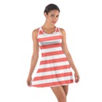 Horizontal Stripes - White and Pastel Red Cotton Racerback Dress