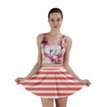 Horizontal Stripes - White and Pastel Red Mini Skirt