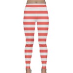 Horizontal Stripes - White and Pastel Red Yoga Leggings