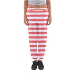 Horizontal Stripes - White and Pastel Red Women s Jogger Sweatpants