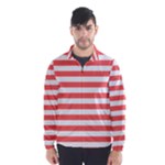 Horizontal Stripes - White and Pastel Red Wind Breaker (Men)
