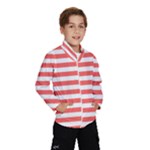 Horizontal Stripes - White and Pastel Red Wind Breaker (Kids)