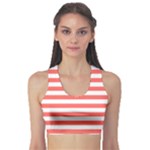 Horizontal Stripes - White and Pastel Red Women s Sports Bra