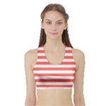Horizontal Stripes - White and Pastel Red Women s Sports Bra with Border
